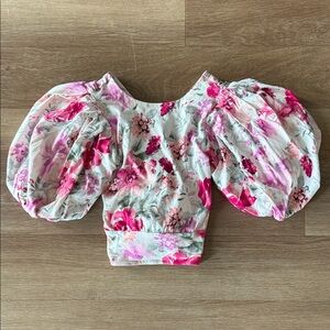 Express XS Floral Puff Sleeve Top